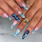 Press-On Nails Floral & Swan Peel-And-Stick Reusable