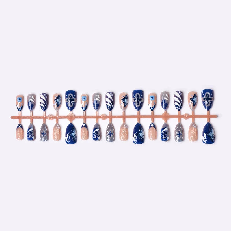 Press-On Nails Floral & Swirl Adhesive Backing