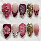 Press-On Nails Floral & Textured Designs Multiple Sizes