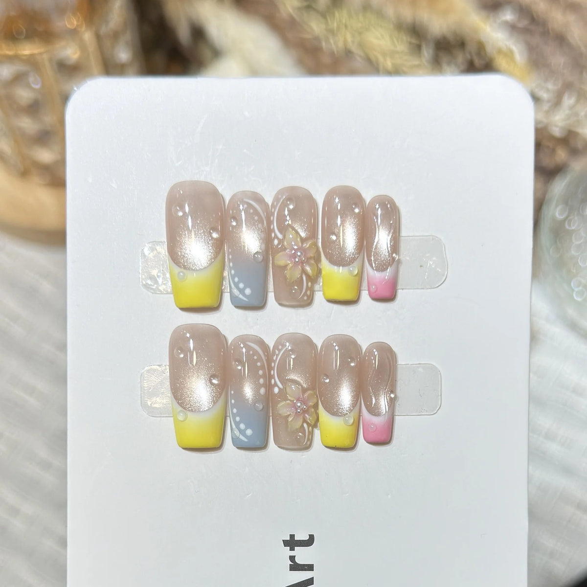 Press-On Nails Floral Tip Reusable & Glue-Free