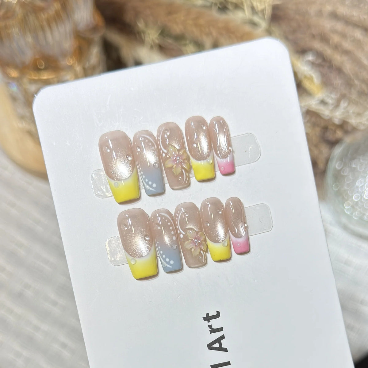 Press-On Nails Floral Tip Reusable & Glue-Free
