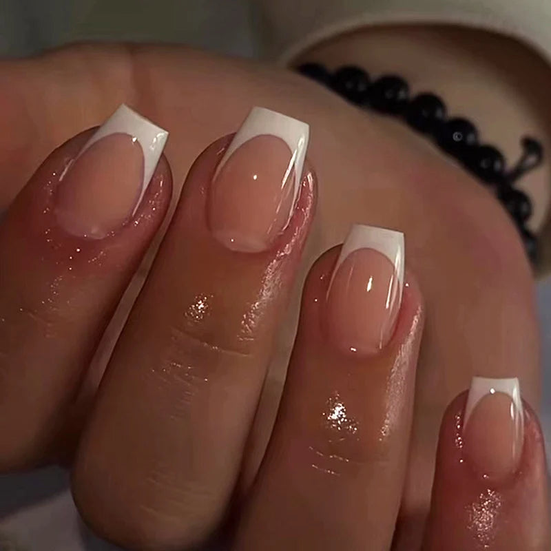 Press-On Nails French Tip Acrylic Glossy Finish
