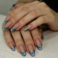 Press-On Nails French Tip Blue Ombre Set of 24