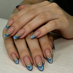 Press-On Nails French Tip Blue Ombre Set of 24