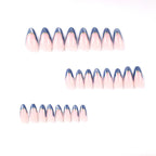 Press-On Nails French Tip Blue Ombre Set of 24