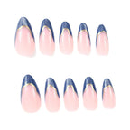 Press-On Nails French Tip Blue Ombre Set of 24