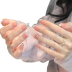 Press-On Nails French Tip Floral Accents