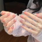 Press-On Nails French Tip Floral Accents