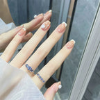 Press-On Nails French Tip Floral Peel-And-Stick