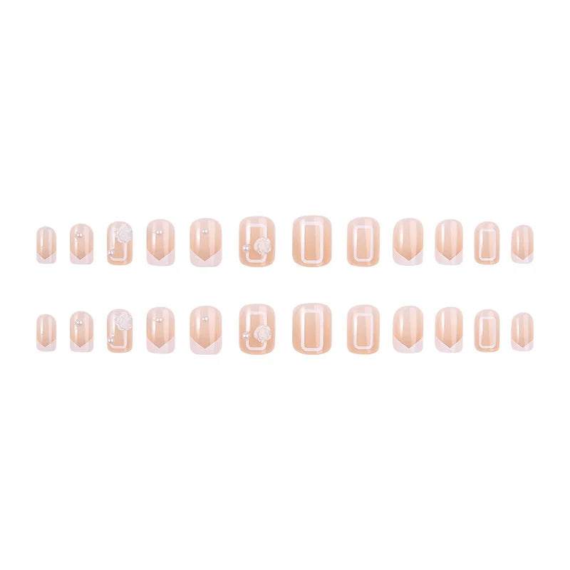 Press-On Nails French Tip Floral Peel-And-Stick
