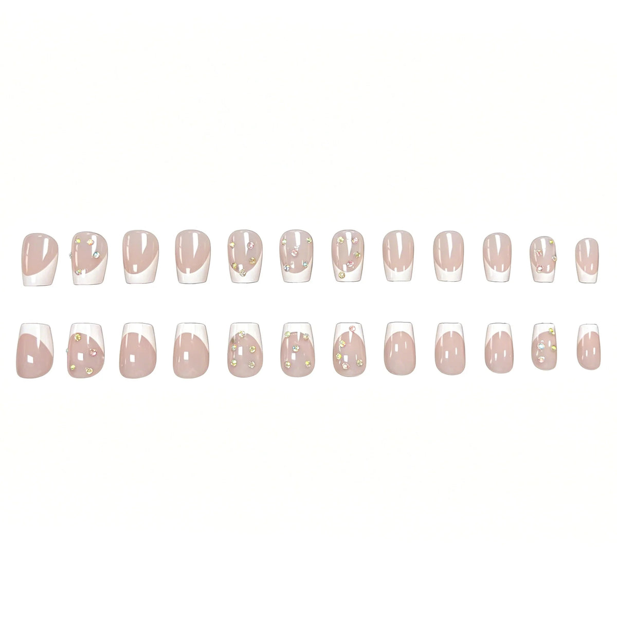 Press-On Nails French Tip & Gemstone Accents