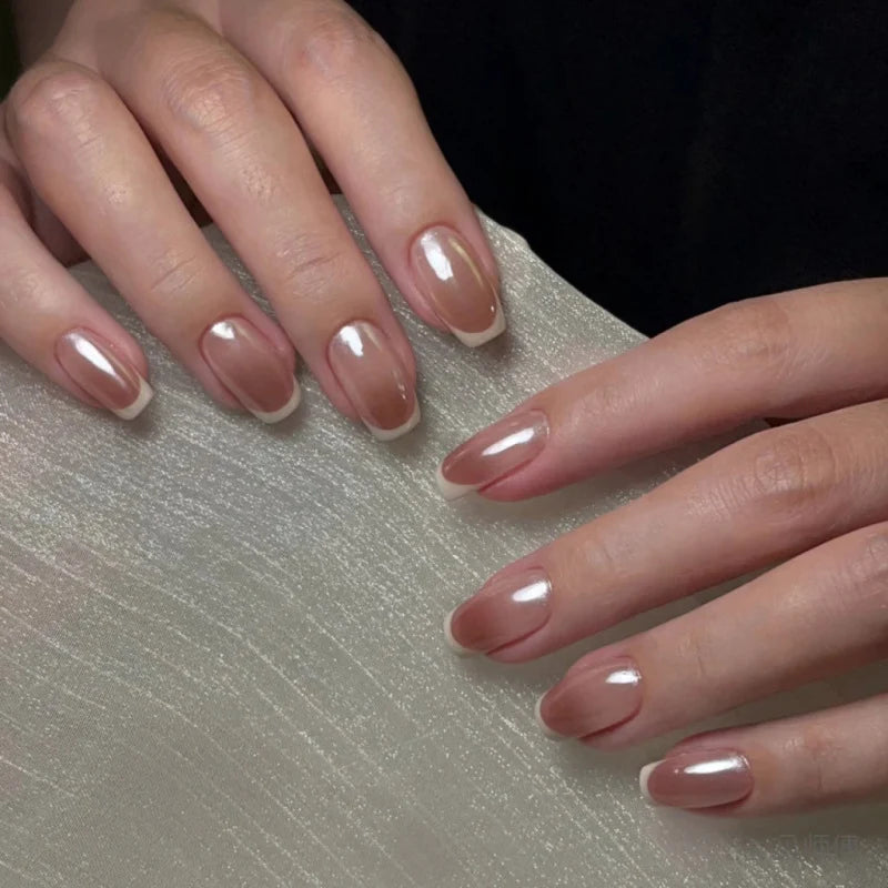 Press-On Nails French Tip Glossy Low-Maintenance