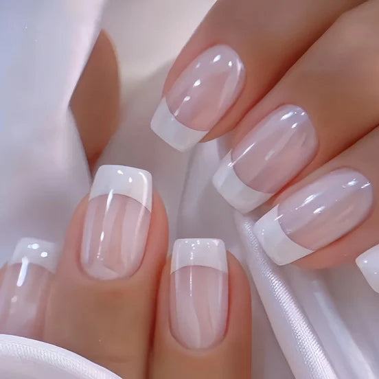 Press-On Nails French Tip Glossy Set of 24