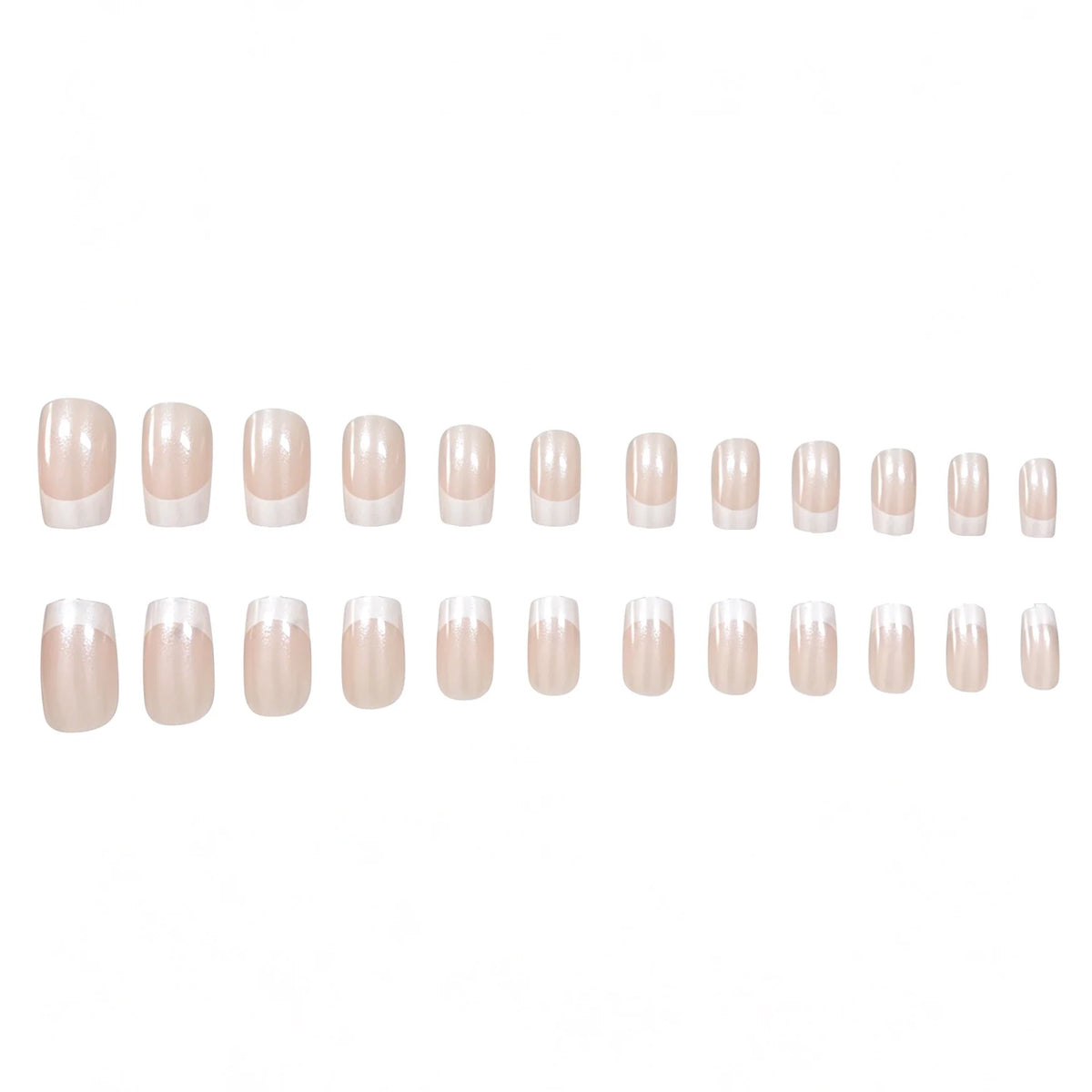 Press-On Nails French Tip Glossy Set of 24