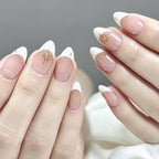 Press-On Nails French Tip Gold Accent Gel Finish