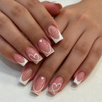 Press-On Nails French Tip Heart-Embellished Set Of 24
