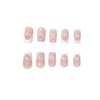 Press-On Nails French Tip Heart-Embellished Set Of 24