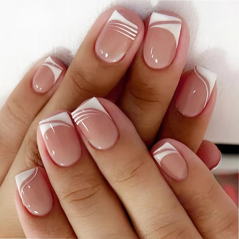 Press-On Nails French Tip No Glue 24 Piece