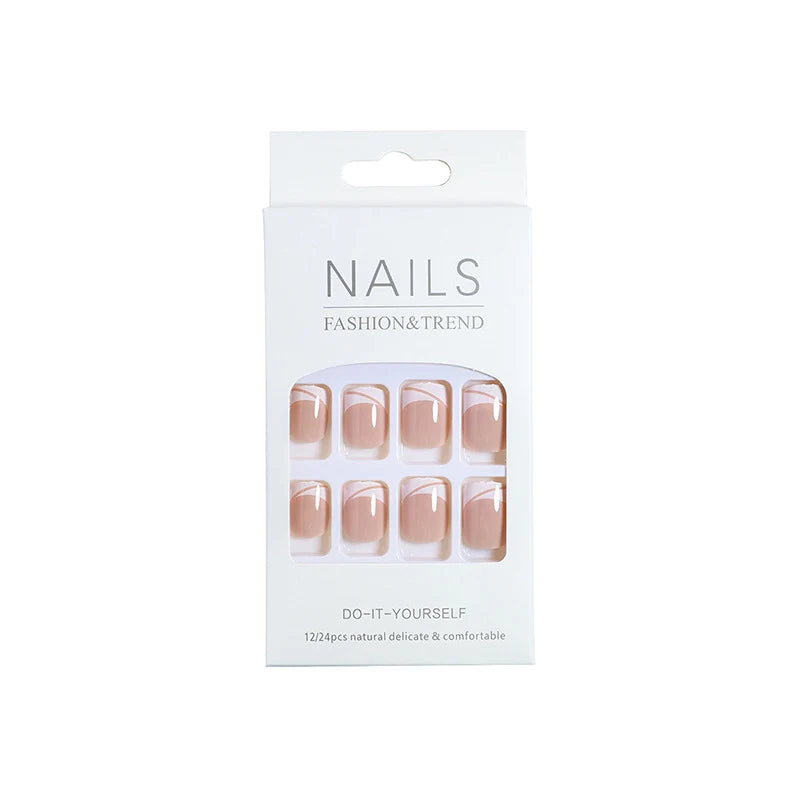 Press-On Nails French Tip No Glue 24 Piece