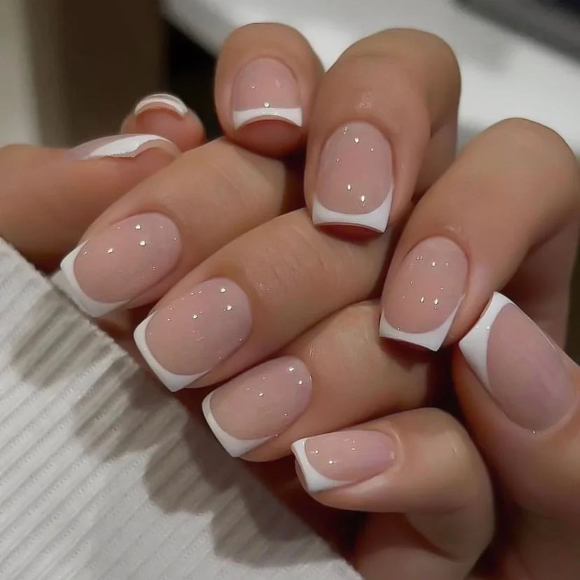 Press-On Nails French Tip No Glue 24 Piece