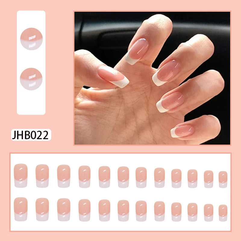 Press-On Nails French Tip Peel-And-Press Multiple Sizes