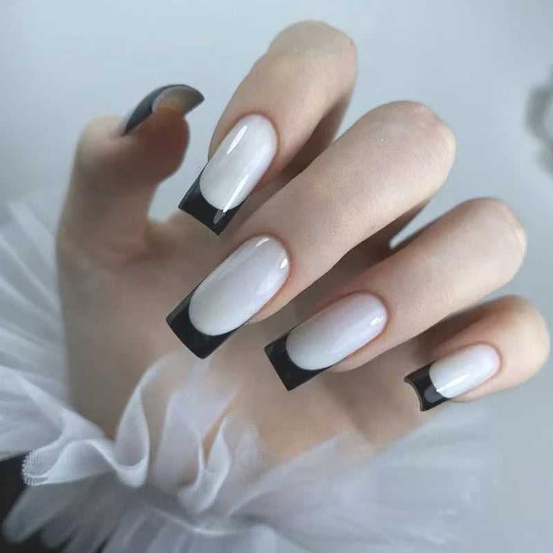 Press-On Nails French Tip Purple Set of 24