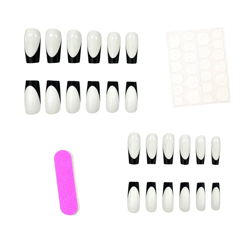 Press-On Nails French Tip Purple Set of 24