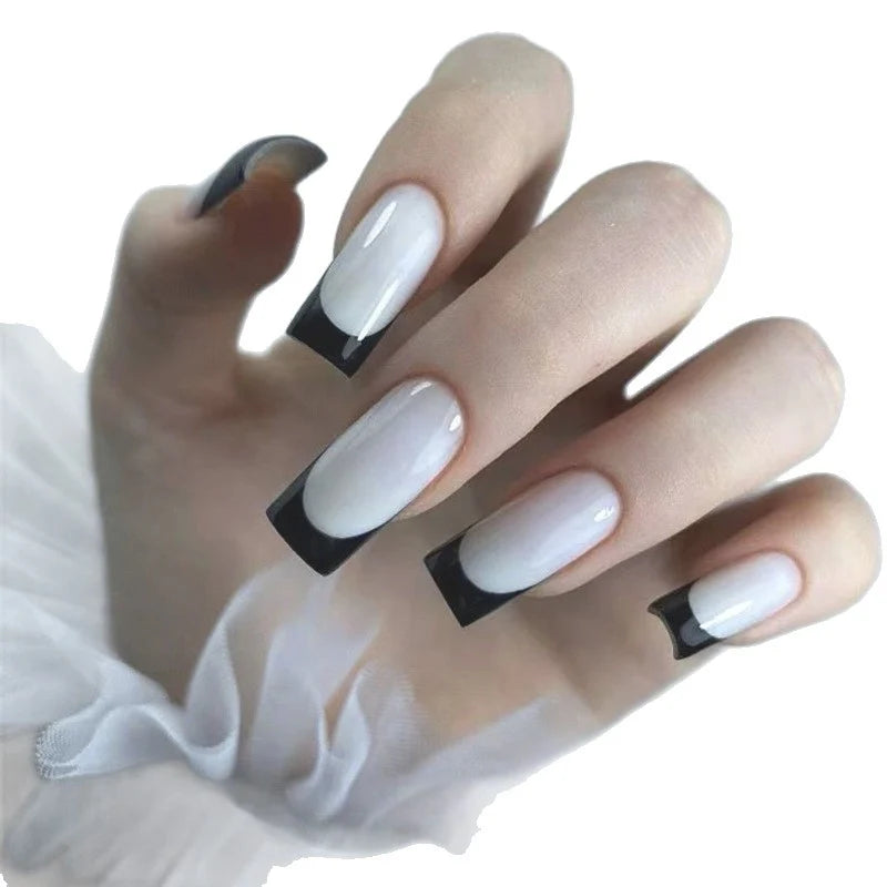 Press-On Nails French Tip Purple Set of 24