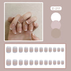 Press-On Nails French Tip Rhinestone Glue-On