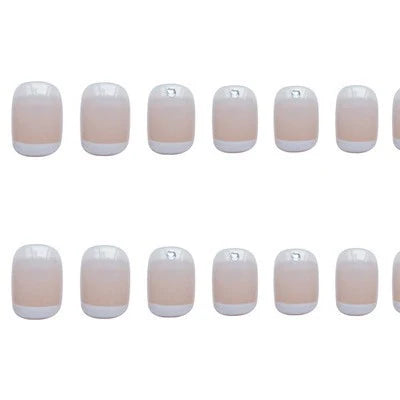 Press-On Nails French Tip Rhinestone Glue-On