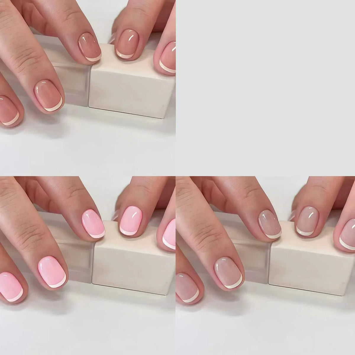 Press-On Nails French Tip Self-Adhesive Set of 24