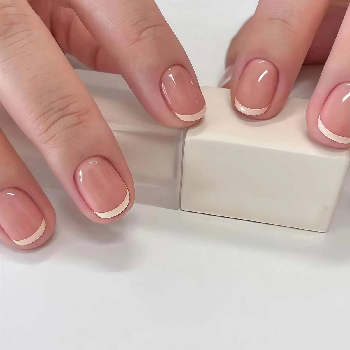 Press-On Nails French Tip Self-Adhesive Set of 24