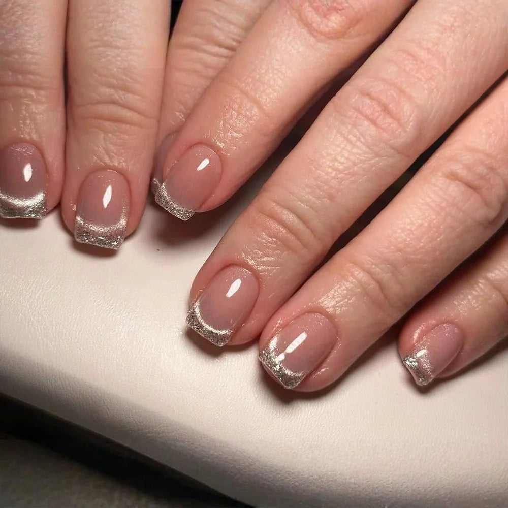 Press-On Nails French Tip & Sparkle Set of 24