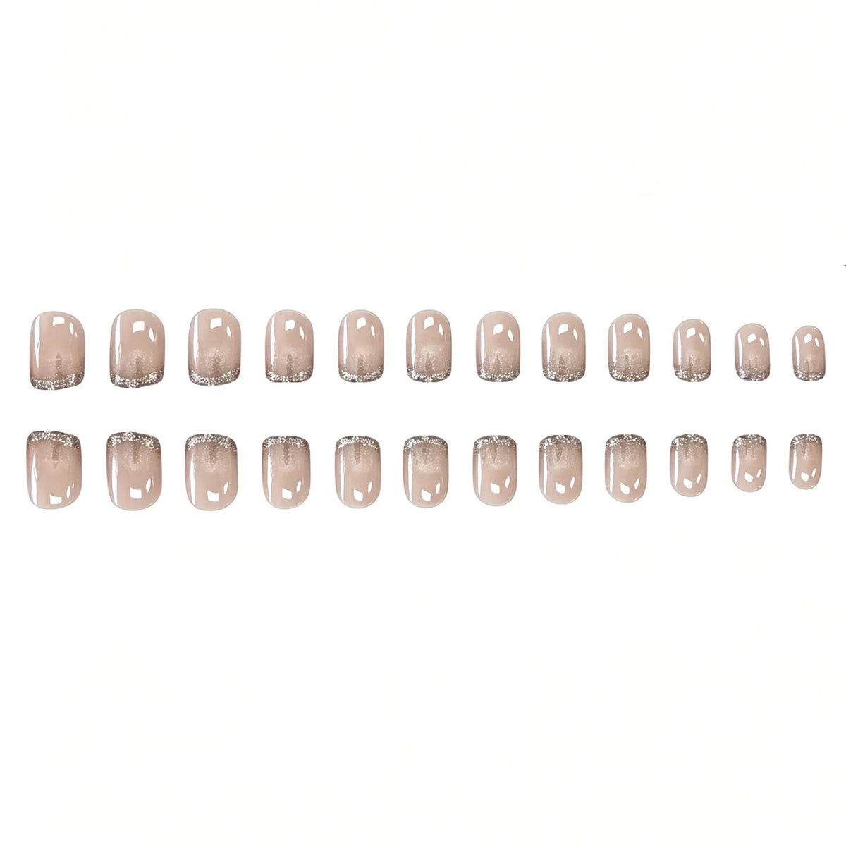 Press-On Nails French Tip & Sparkle Set of 24