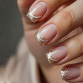 Press-On Nails French Tip White Glitter Durable