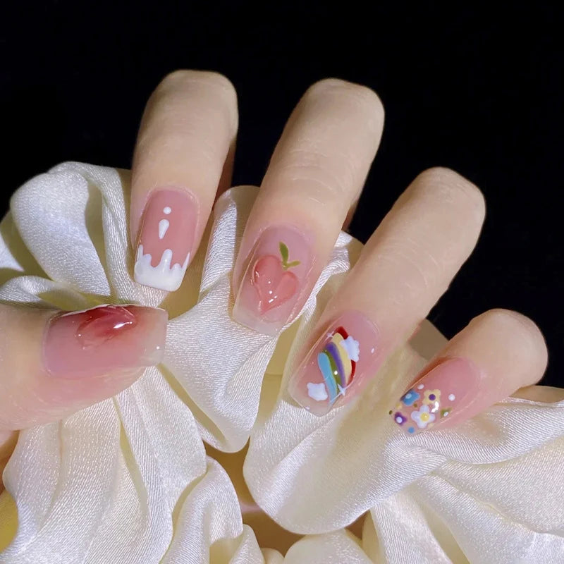 Press-On Nails Fruit Designs Peel-And-Stick Multiple Sizes