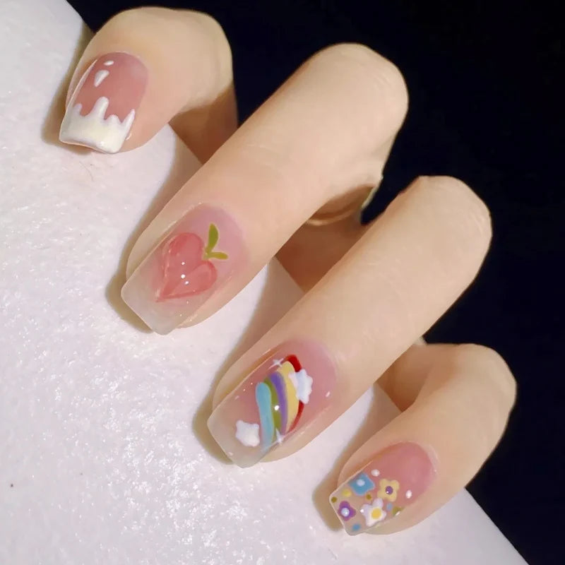 Press-On Nails Fruit Designs Peel-And-Stick Multiple Sizes