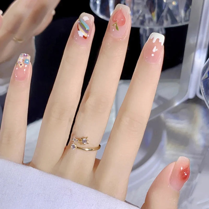 Press-On Nails Fruit Designs Peel-And-Stick Multiple Sizes