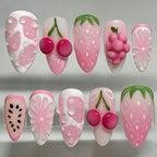 Press-On Nails Fruit Motifs Durable Removable