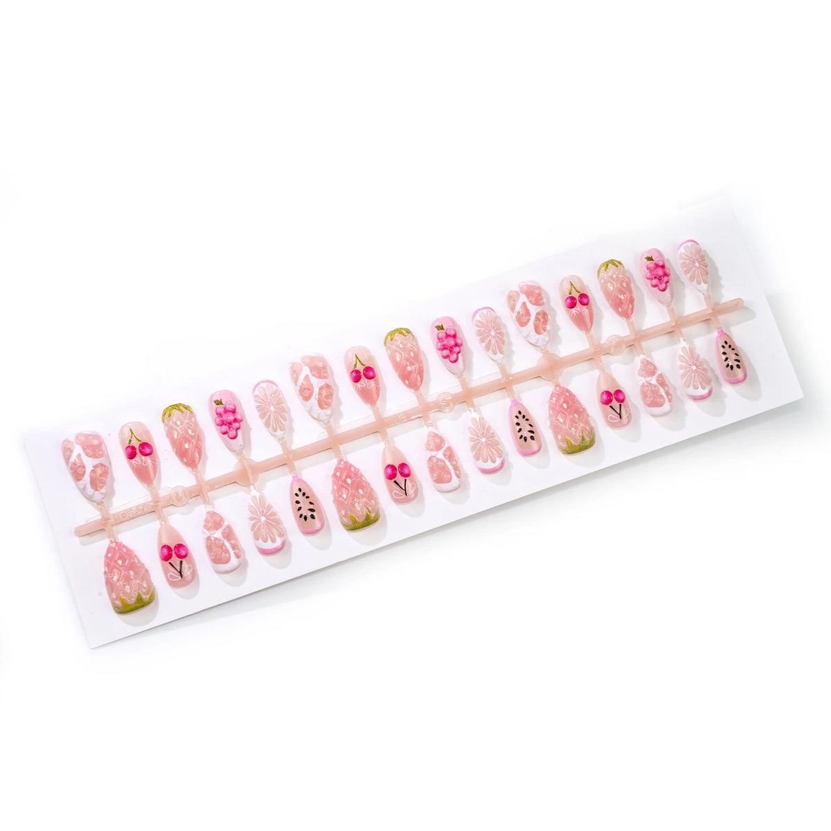 Press-On Nails Fruit Motifs Durable Removable