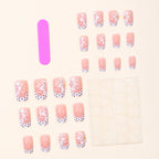 Press-On Nails Full-Cover Acrylic Floral French Tips