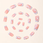 Press-On Nails Full-Cover Acrylic Floral French Tips