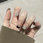 Press-On Nails Full-Cover Glitter & Rhinestone Easy Application