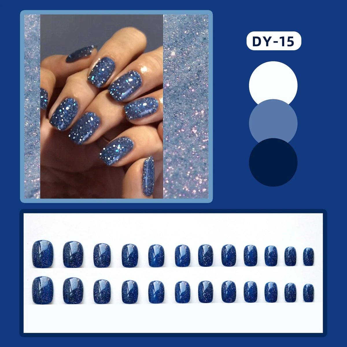 Press-On Nails Full Coverage Glitter Reusable