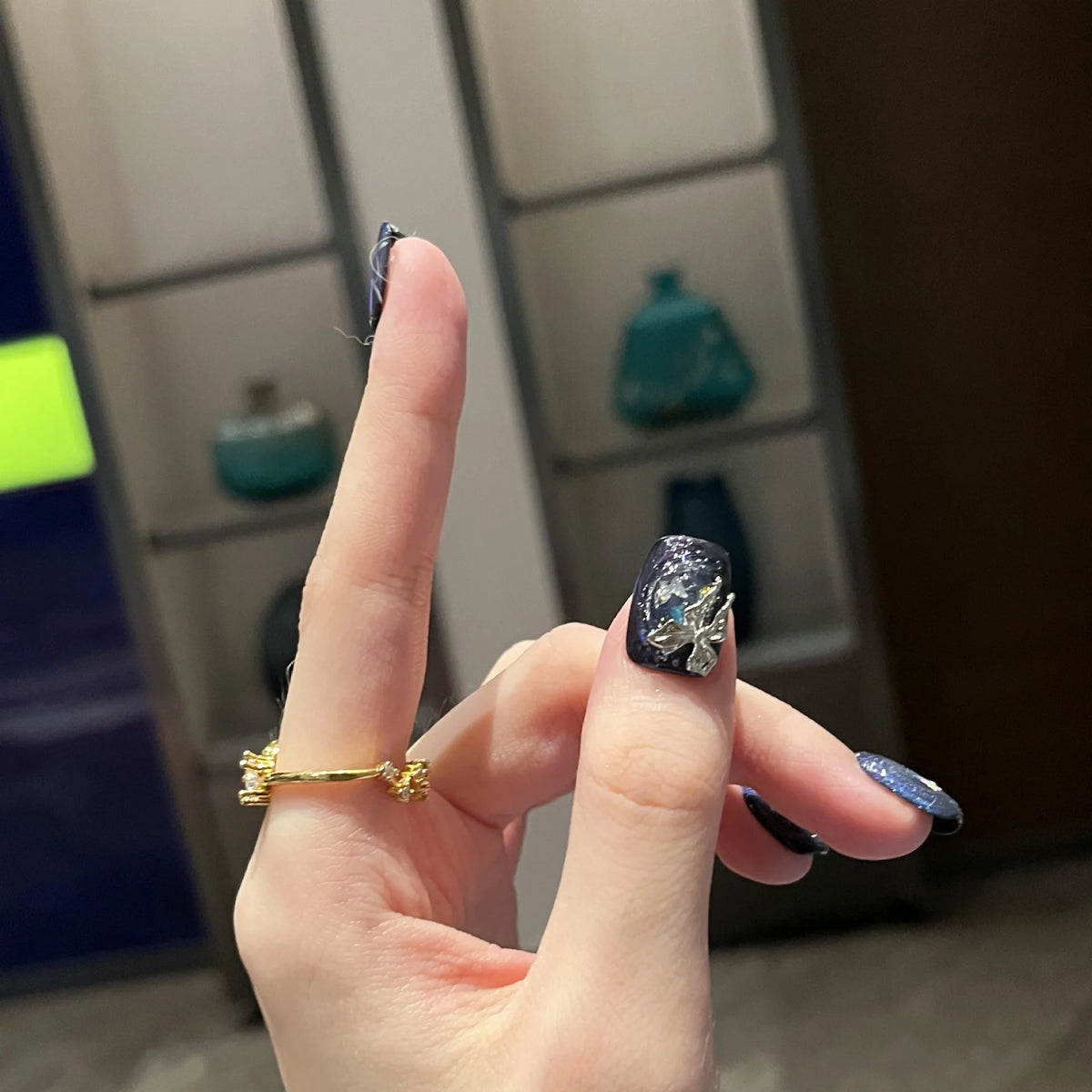 Press-On Nails Galaxy Design Strong Adhesive