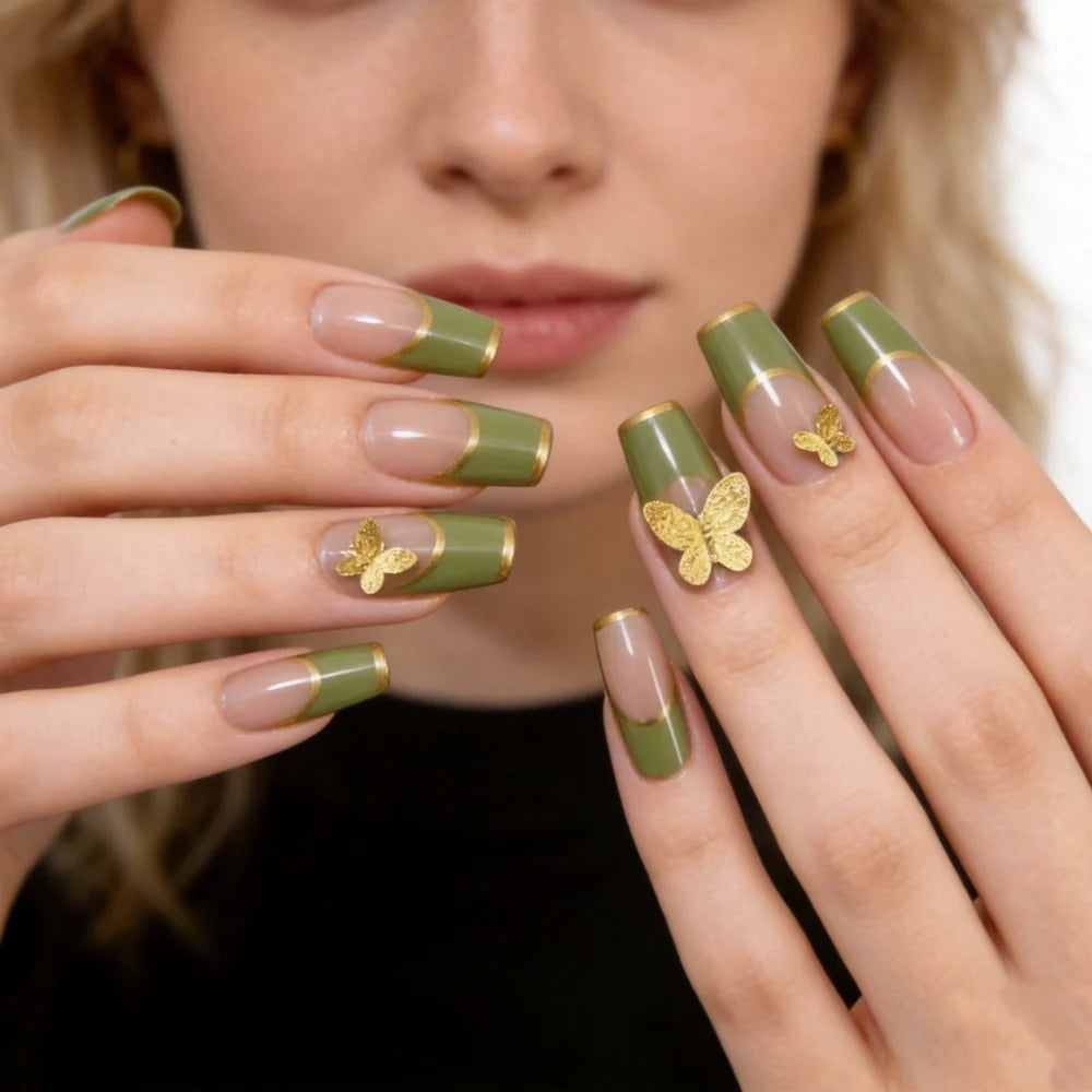 Press-On Nails Gel-Look Adhesive Included & Reusable