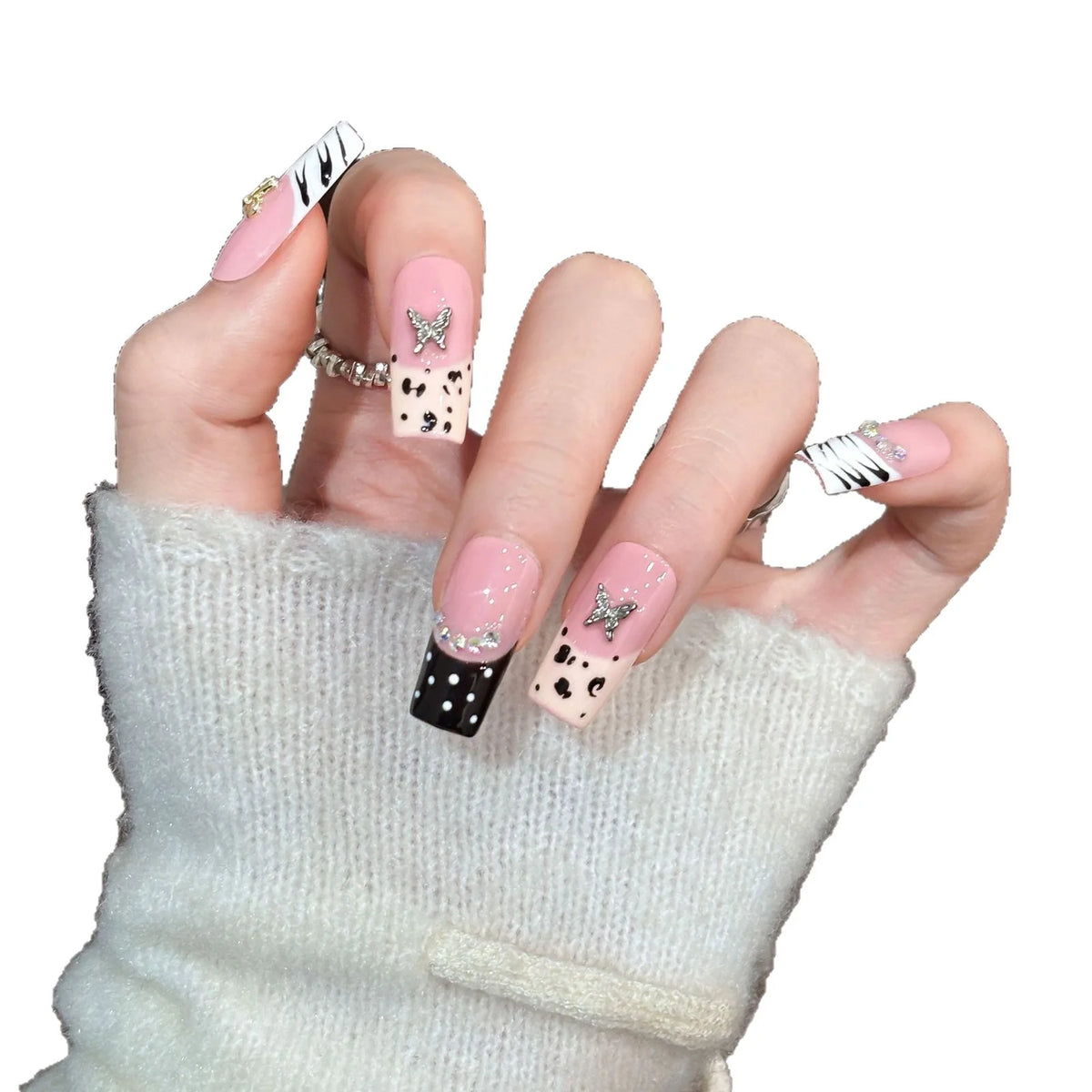 Press-On Nails Gem-Accented Peel & Stick