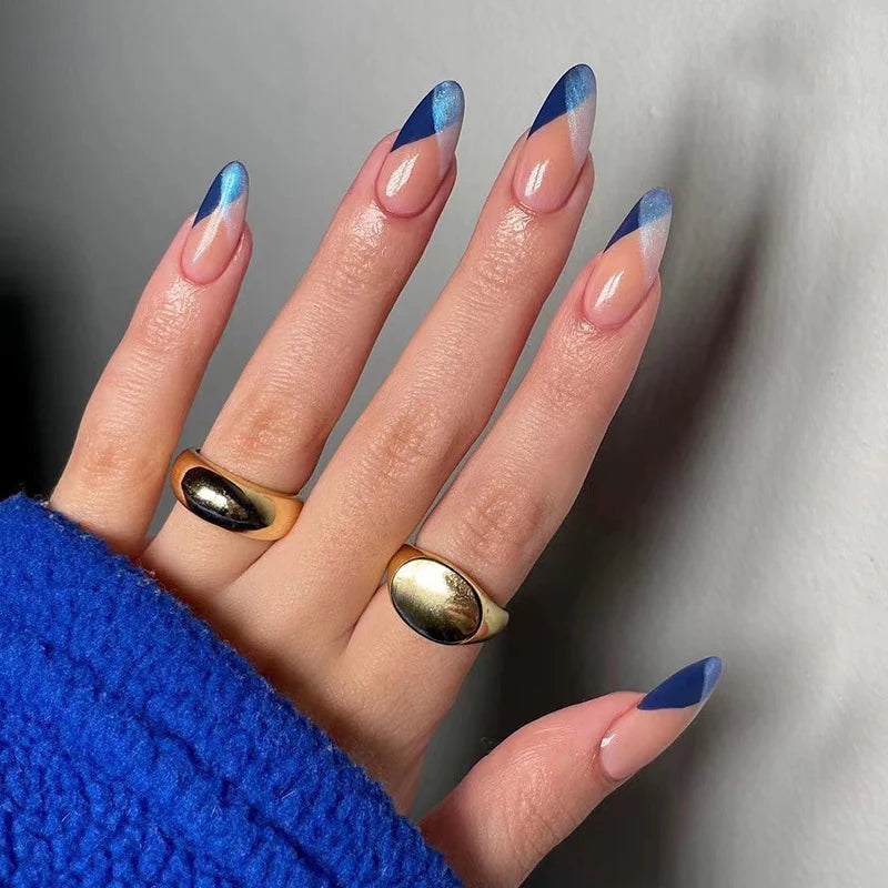 Press-On Nails Geometric Gradient Dark Red Long-Lasting & Comfortable