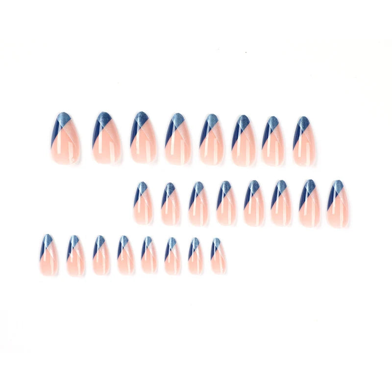 Press-On Nails Geometric Gradient Dark Red Long-Lasting & Comfortable