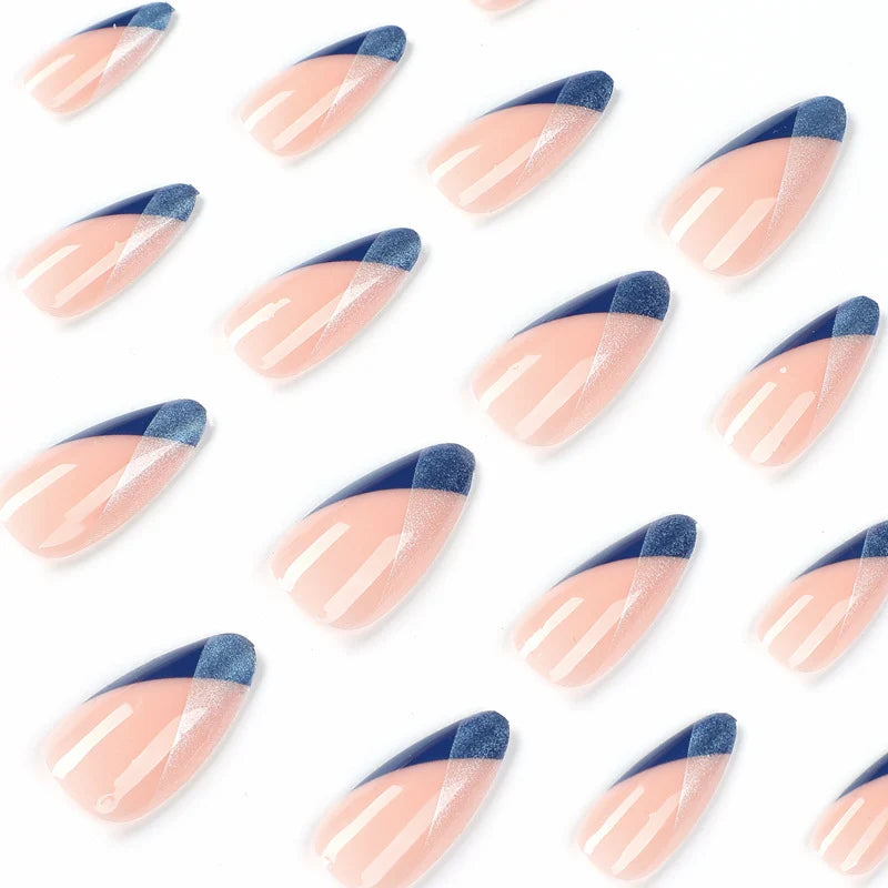 Press-On Nails Geometric Gradient Dark Red Long-Lasting & Comfortable
